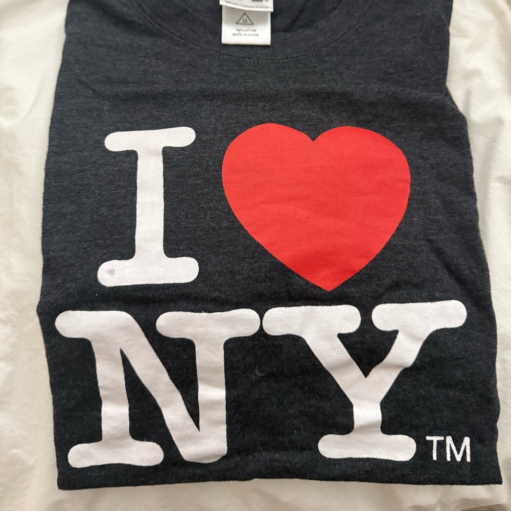 I Love NY T-Shirt - Red Heart on Grey